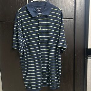 BCG Men's Navy Striped Polo Shirt- Size Large